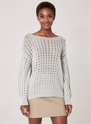 Pull coupe droite manches longues gris MARIA BELLENTANI femme