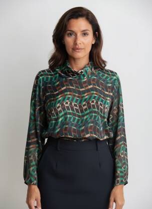 Blouse tissage popeline manches longues vert JOSEPH RIBKOFF femme