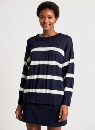 Pull coupe droite manches longues bleu MARIA BELLENTANI femme