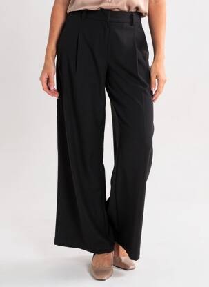 Pantalon large tissage crêpe taille normale noir SUNCOO femme