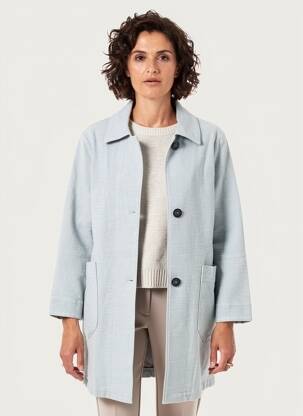 Manteau long coupe droite sans capuche bleu MAT DE MISAINE femme