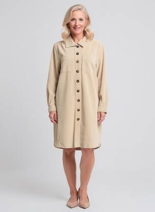 Robe mi-longue manches longues manches longues beige MAT DE MISAINE femme