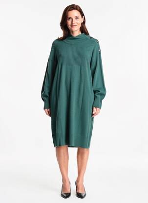 Robe pull coupe droite manches longues vert MAT DE MISAINE femme