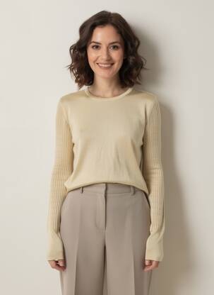 Pull coupe cintrée manches longues or KOCCA femme