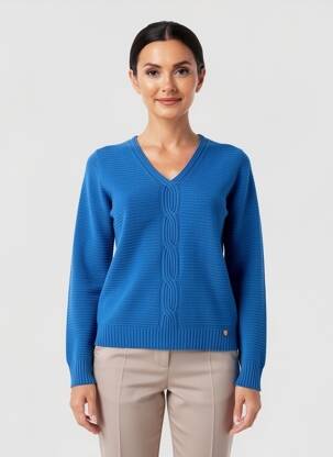 Pull coupe cintrée manches longues bleu LE BOUDOIR D'EDOUARD femme