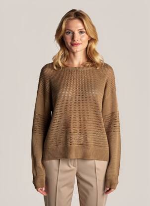Pull coupe droite manches longues marron IKKS femme