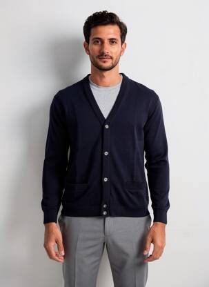 Gilet manches longues col v bleu LOUIS VICTOR homme