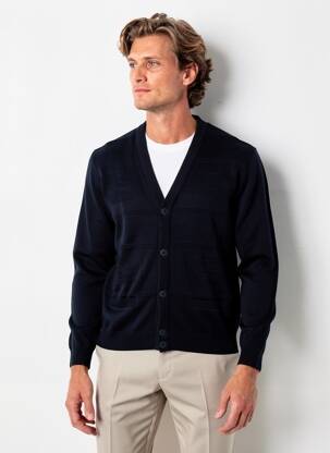 Gilet manches longues col v bleu LOUIS VICTOR homme