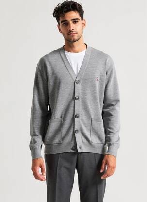 Gilet manches longues col v gris LE PAS DE L'OURS homme