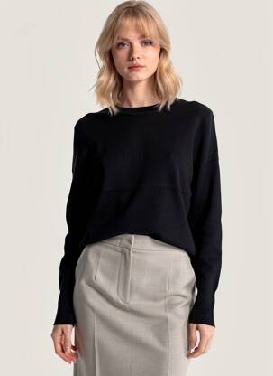 Pull coupe cintrée manches longues noir VILA femme