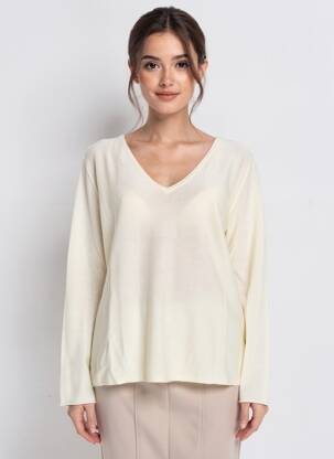 Pull coupe droite manches longues beige ARTLOVE femme