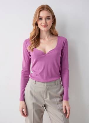 T-shirt manches longues manches longues violet LA PETITE ETOILE femme