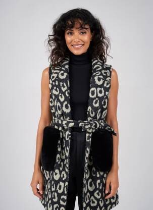 Manteau long coupe cintrée sans capuche noir CARLA GIANNINI femme