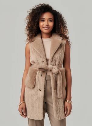 Manteau long coupe cintrée sans capuche marron MIN SWEET femme
