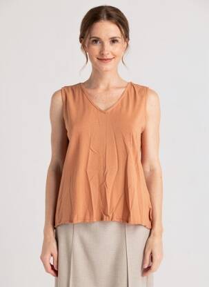 Débardeur col v sans manche orange KEDZIOREK femme