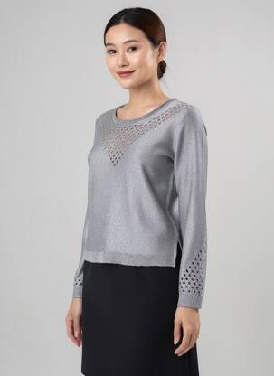 Pull coupe cintrée manches longues gris GOA GOA femme