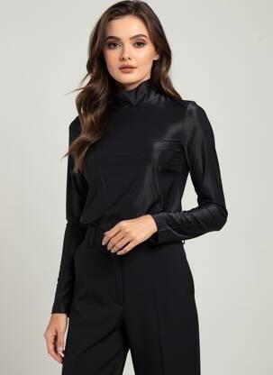 T-shirt manches longues manches longues noir HBT femme