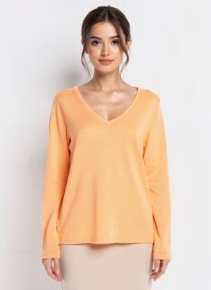 Pull coupe droite manches longues orange SUN VALLEY femme