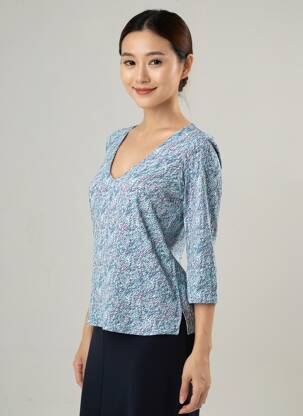 T-shirt manches 3/4 manches 3/4 bleu SURKANA femme