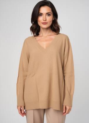 Pull coupe droite manches longues marron FRACOMINA femme