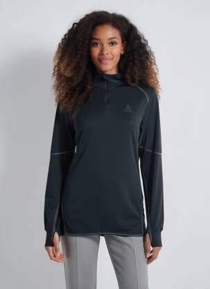 Pull coupe cintrée manches longues noir ODLO femme