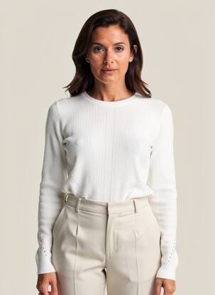 Pull coupe droite manches longues blanc FRACOMINA femme