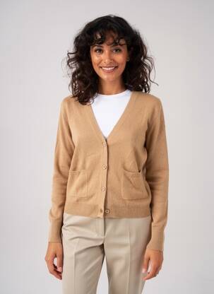 Gilet manches longues resserrée sur le bas marron FRACOMINA femme