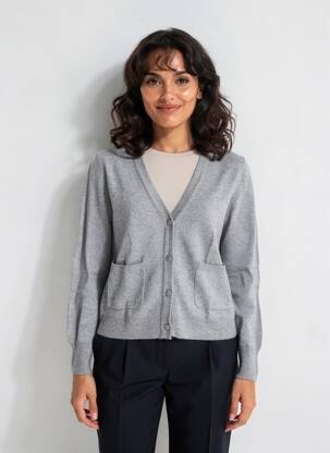 Gilet manches longues resserrée sur le bas gris FRACOMINA femme