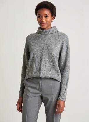 Pull col roulé tissage chiné manches longues gris CLOSED femme