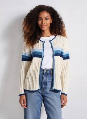 Gilet manches longues col rond beige SANS MARQUE femme
