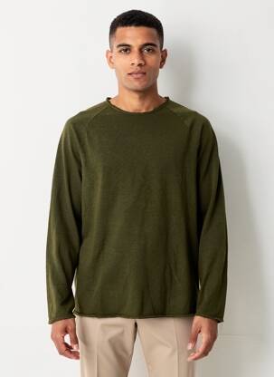 Pull col rond manches longues vert AMERICAN VINTAGE homme
