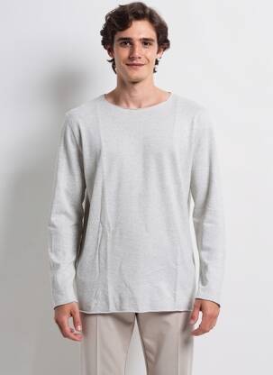 Pull col rond manches longues gris clair AMERICAN VINTAGE homme