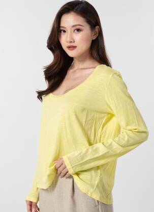 T-shirt manches longues manches longues jaune AMERICAN VINTAGE femme