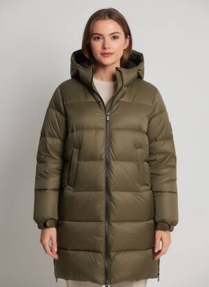 Doudoune manches longues a capuche vert SCHOTT femme