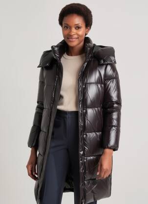 Doudoune manches longues a capuche noir RINO & PELLE femme