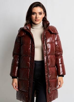 Doudoune manches longues a capuche marron RINO & PELLE femme