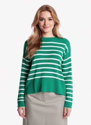 Pull coupe cintrée manches longues vert RINO & PELLE femme