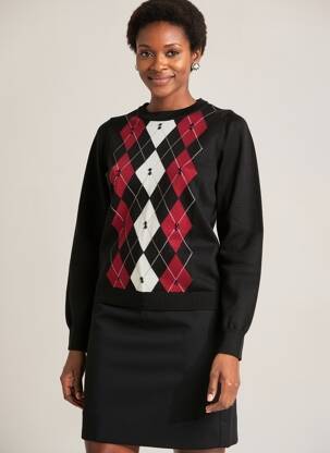 Pull resserrée sur le bas manches longues noir NATHAEL femme