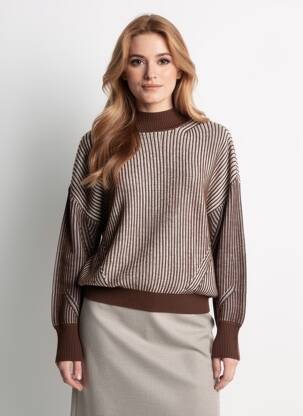 Pull stretch manches longues marron ESPRIT femme