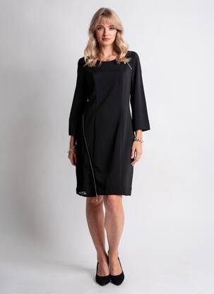 Robe mi-longue manches 3/4 manches 3/4 noir LANTIN femme
