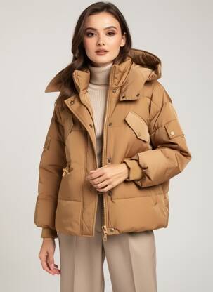 Doudoune manches longues a capuche marron OOF WEAR femme