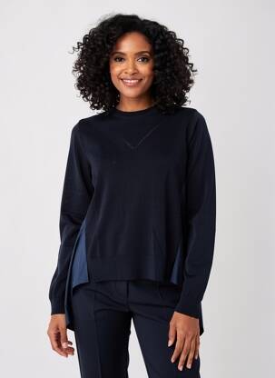Pull coupe cintrée manches longues bleu HICH USE femme