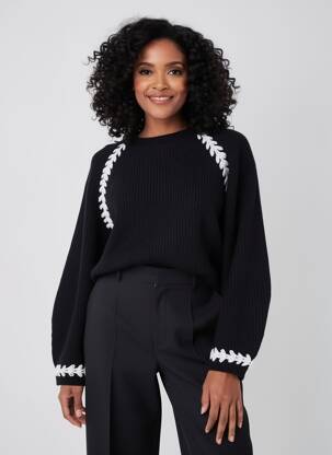 Pull coupe droite manches longues noir NOTSHY femme