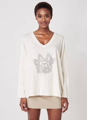 Pull coupe droite manches longues blanc NOTSHY femme