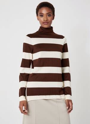 Pull col roulé coupe cintrée manches longues marron PHISIQUE DU ROLE femme