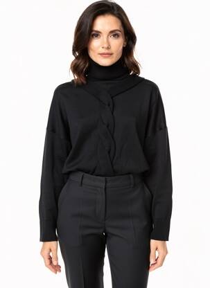 Pull col roulé coupe cintrée manches longues noir HICH USE femme