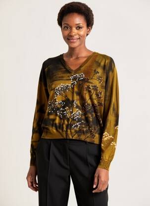 Pull coupe cintrée manches longues marron HICH USE femme