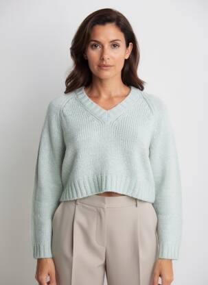 Pull coupe droite manches longues bleu MAX MARA femme