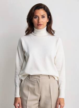 Pull col roulé coupe cintrée manches longues blanc MAX MARA femme