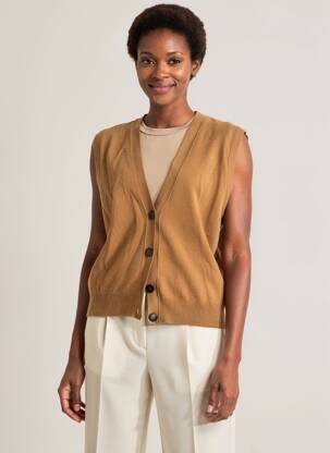 Gilet sans manche coupe droite marron PHISIQUE DU ROLE femme